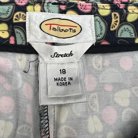 Talbots Cropped Pants With Fruit Slices Pattern Size 18 - Picture 7 of 8